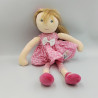 Doudou et compagnie poupée rose pois LES DEMOISELLES Cheveux longs Amélie