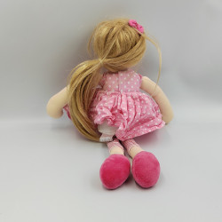 Doudou et compagnie poupée rose pois LES DEMOISELLES Cheveux longs Amélie