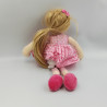 Doudou et compagnie poupée rose pois LES DEMOISELLES Cheveux longs Amélie