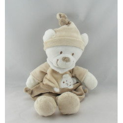 Doudou plat ours marron beige empreintes NICOTOY