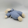Doudou ours beige écru vichy bleu Trousselier