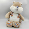 Grand doudou écureuil castor beige blanc William et Henry Charlie NOUKIE'S