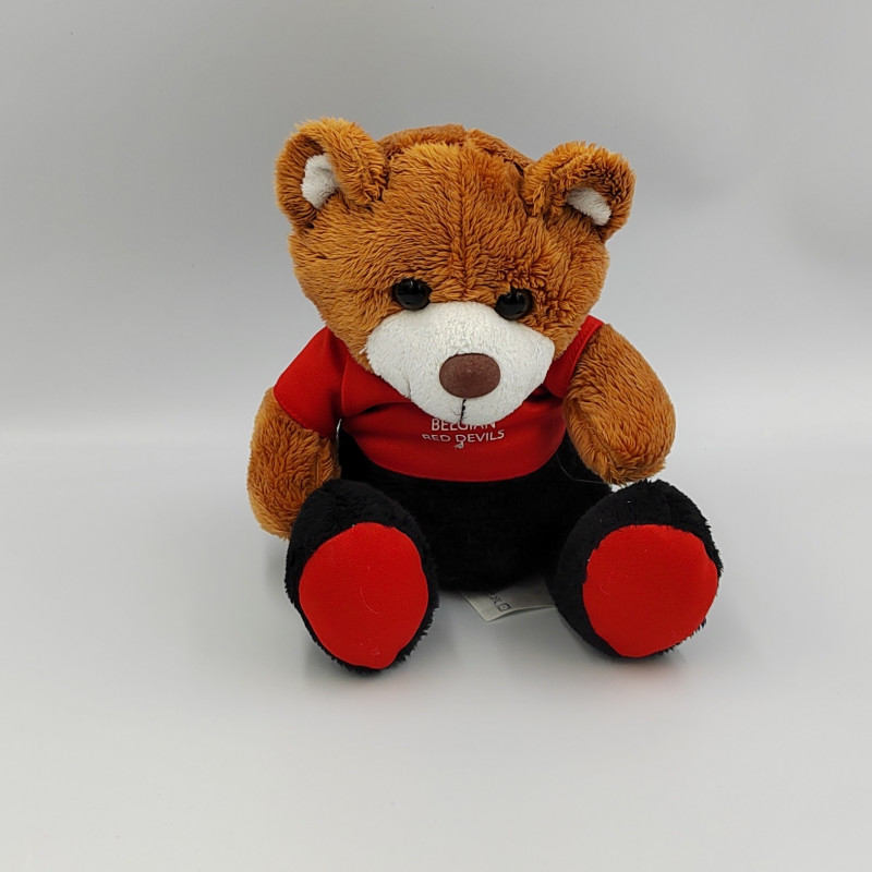 Peluche ours marron rouge noir BELGIAN RED DEVILS