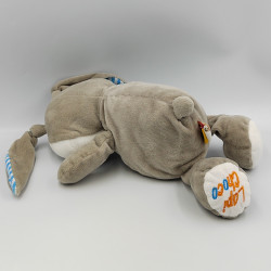 Doudou lapin gris rayé blanc bleu FIZZY