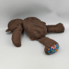 Doudou peluche ours marron bleu fleurs papillons Swan JOAIDI