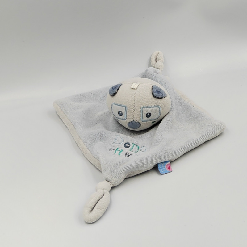 DOUDOU PLAT PANDA BLEU GRIS DODO EN