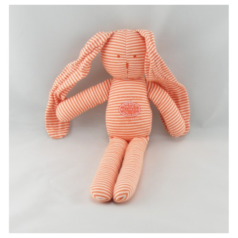 Doudou plat lapin gris rayé MILLERAIES PETIT BATEAU 