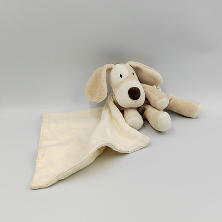 Doudou chien beige écru mouchoir BERLINGOT