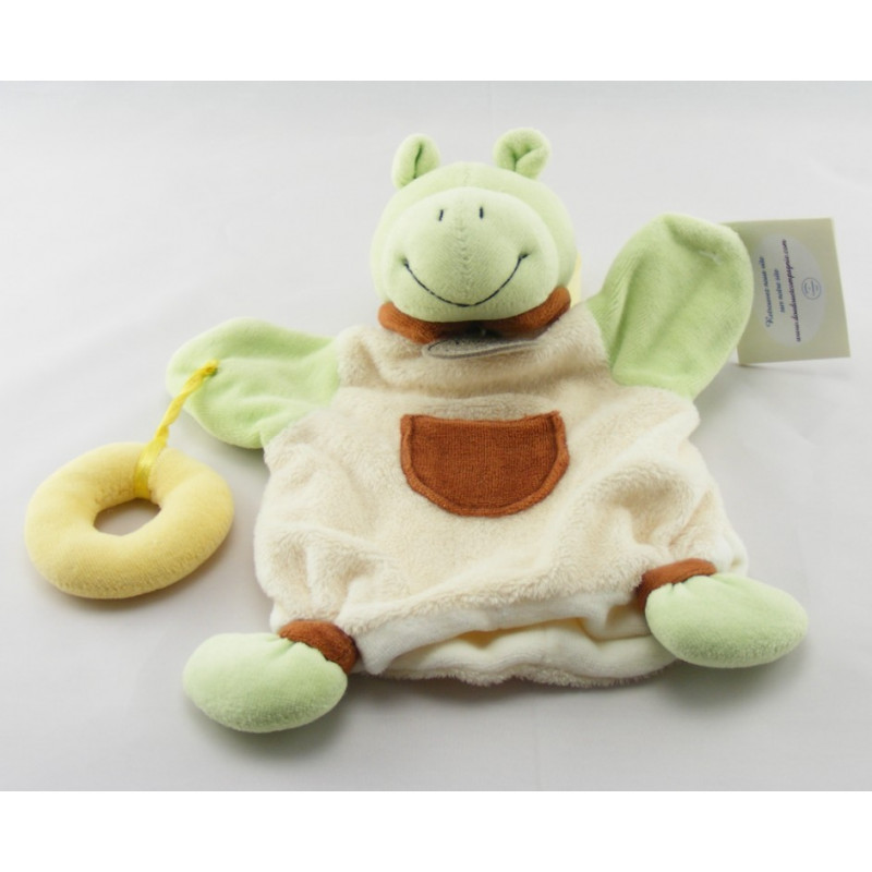 Doudou et compagnie marionnette l'hippo Hippopotame vert anneau