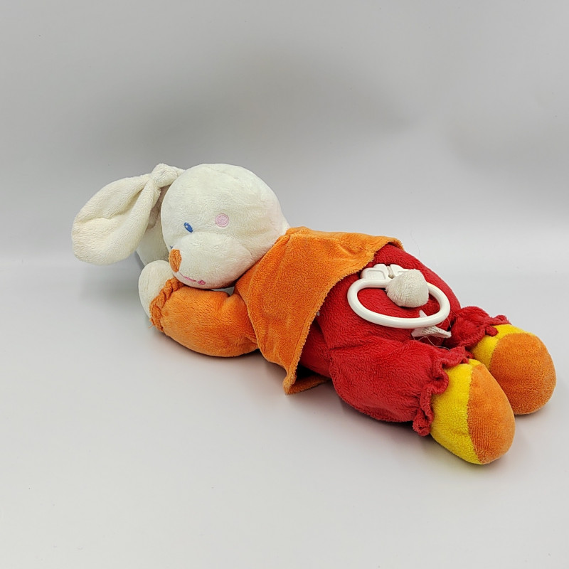 Doudou musical lapin rouge orange NICOTOY