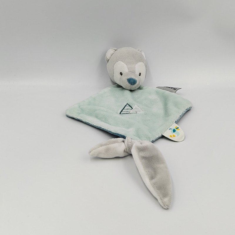 Doudou plat loup gris bleu Tim et Tiloo NATTOU