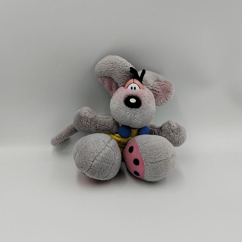 Peluche souris grise salopette jaune DIDDL