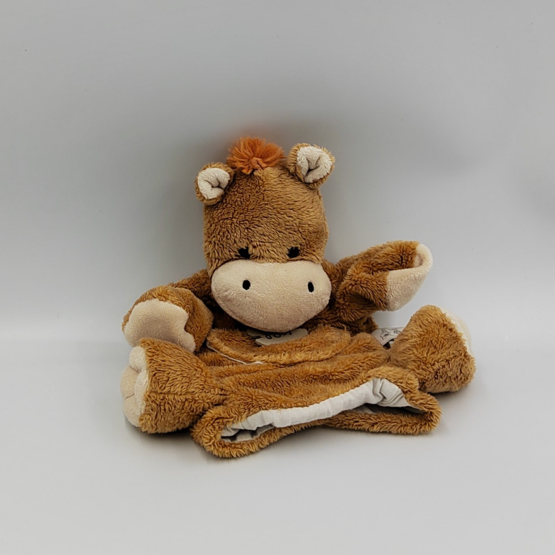 Doudou plat marionnette cheval marron HISTOIRE D'OURS