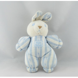 Doudou lapin blanc rayé bleu TARTINE ET CHOCOLAT