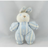 Doudou lapin blanc rayé bleu TARTINE ET CHOCOLAT