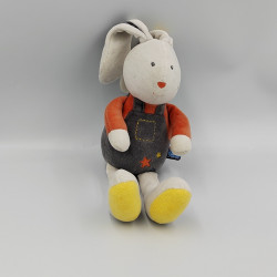 Doudou lapin blanc gris orange SUCRE D'ORGE