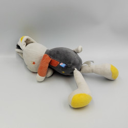 Doudou lapin blanc gris orange SUCRE D'ORGE