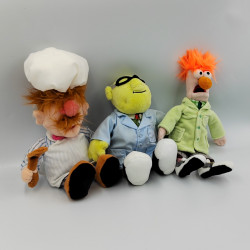 Lot de 3 peluches The Muppets Show Beaker Bunsen Le chef Suédois DISNEY STORE
