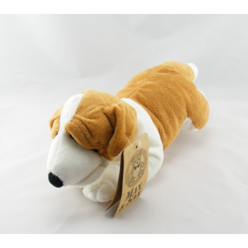 Doudou chiot chien beige couché MAX ET SAX