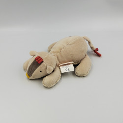 Doudou lion beige rouge Les Papoum MOULIN ROTY