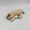 Doudou lion beige rouge Les Papoum MOULIN ROTY