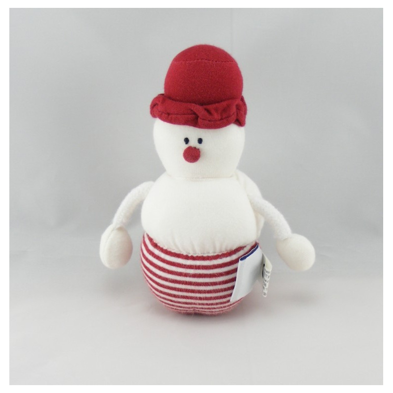 Doudou bonhomme de neige rouge blanc PETIT BATEAU