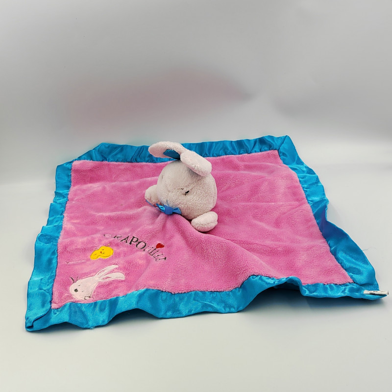 Doudou plat lapin rose bleu Crapouille SANDY