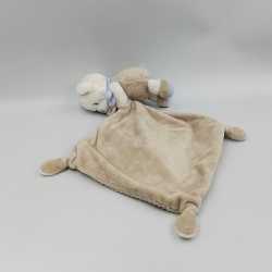 DOUDOU OURS BLANC BEIGE GRIS SWEET DREAMS MOUCHOIR MOTS D'ENFANTS