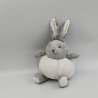 Doudou lapin boule gris blanc laine VERTBAUDET