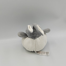 Doudou lapin boule gris blanc laine VERTBAUDET
