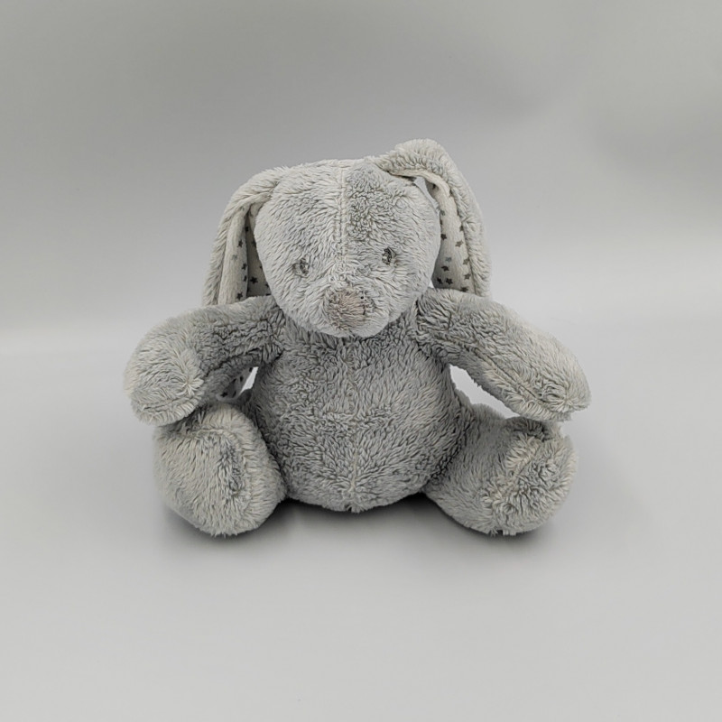 Doudou musical lapin gris blanc étoiles VERTBAUDET
