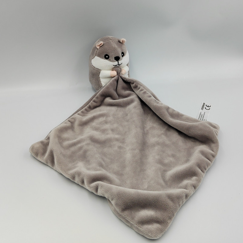 Doudou hamster mouchoir gris blanc ZEEMAN