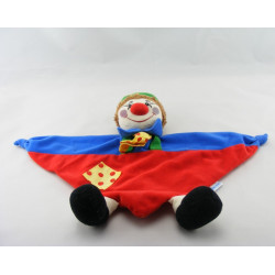 Doudou plat clown rouge bleu jaune NOUNOURS