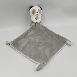 Doudou panda gris blanc mouchoir MOTS D'ENFANTS