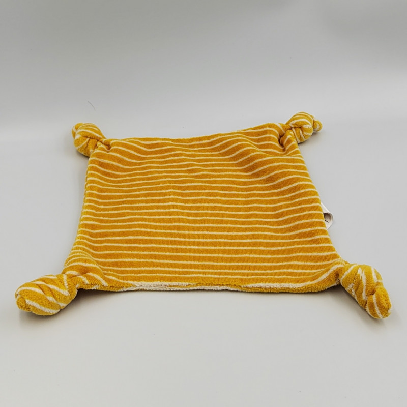 Doudou plat orange rayé blanc VERTBAUDET