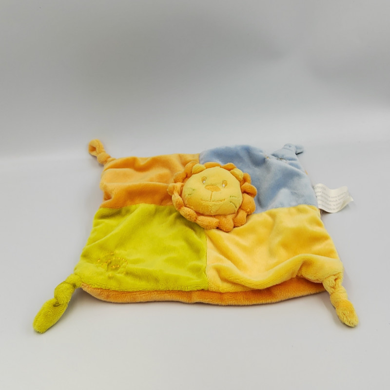 Doudou plat lion vert bleu orange jaune KIMBALOO LA HALLE