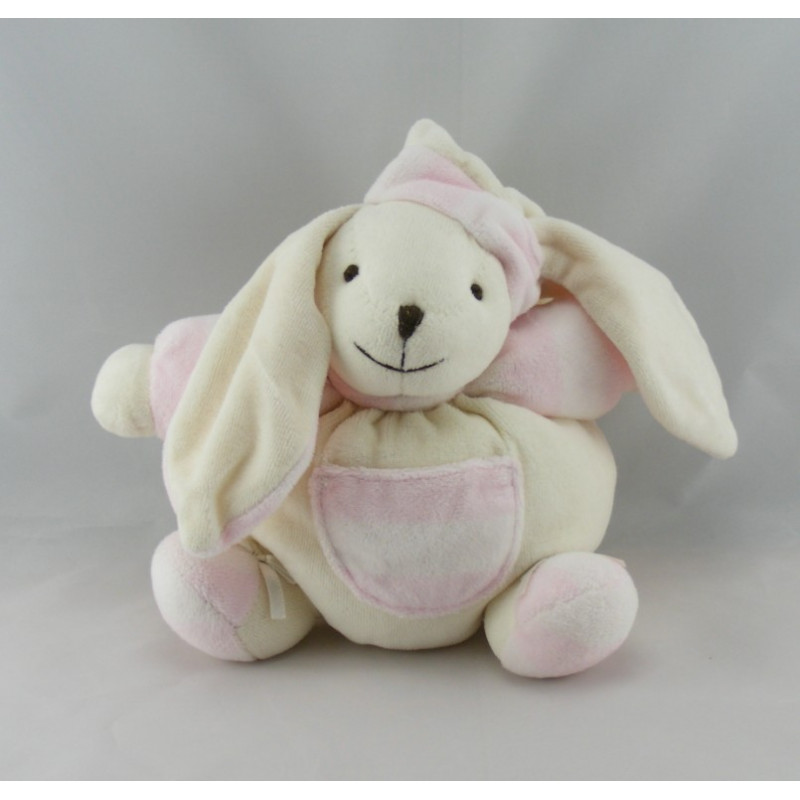 Doudou plat chien blanc rose coeur CMP