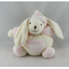 Doudou plat chien blanc rose coeur CMP