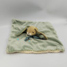 Doudou plat lapin vert bleu fleurs BUKOWSKI