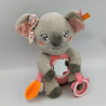 Doudou peluche koala gris rose fleurs Cally miroir hochet JEMINI