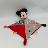 Doudou plat Minnie rouge gris noir rayé nuages DISNEY