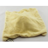 Doudou plat chien  jaune orange rayé coeur MOTS D'ENFANTS