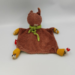Doudou plat renard marron jaune rayé vert SIGIKID