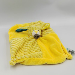 Doudou plat lapin jaune bleu velours BABY NAT