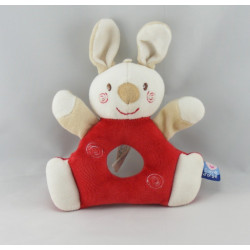 Doudou plat lapin rouge blanc SUCRE D'ORGE 