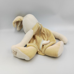 Doudou range pyjama lapin beige blanc SUCRE D'ORGE