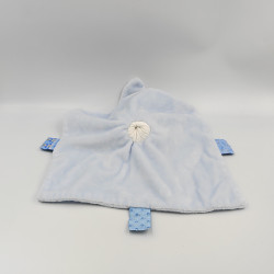 Doudou plat carré lapin bleu clair Lapidou NATTOU