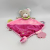Doudou plat ours rose vert fleur BABY NAT