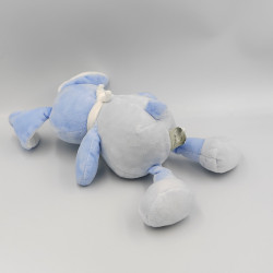 Doudou lapin bleu blanc MES PETITS CAILLOUX CMP