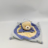 Doudou plat ours Léo bleu jaune DOUDOU ET COMPAGNIE